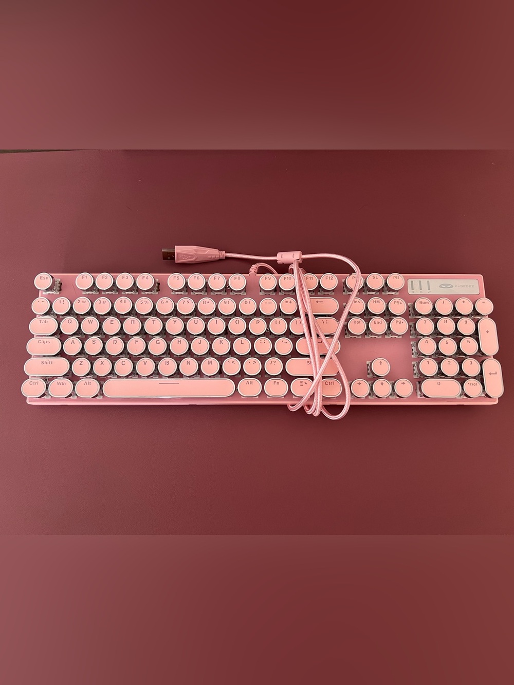 ✨ Aesthetic Pink Retro Typewriter Mechanical Keyboard ✨